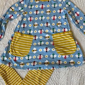 Mini Boden Girls size 7-8 Bee Tunic w/ Matching Yellow Striped Leggings